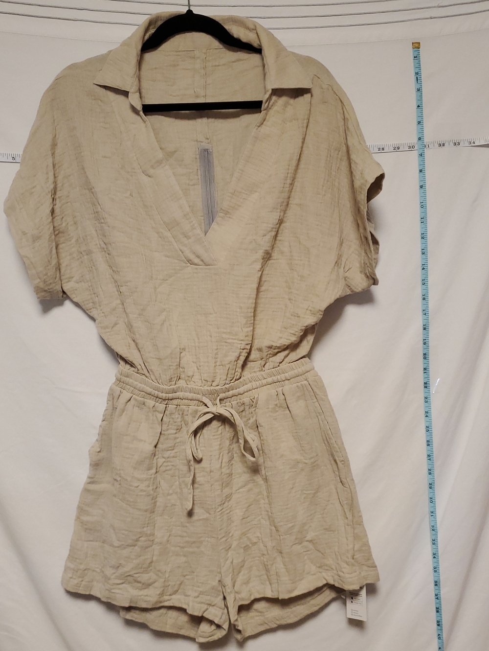 Cupshe NEW Light Beige Cotton Guazy Romper Resort Beach Cruise Med